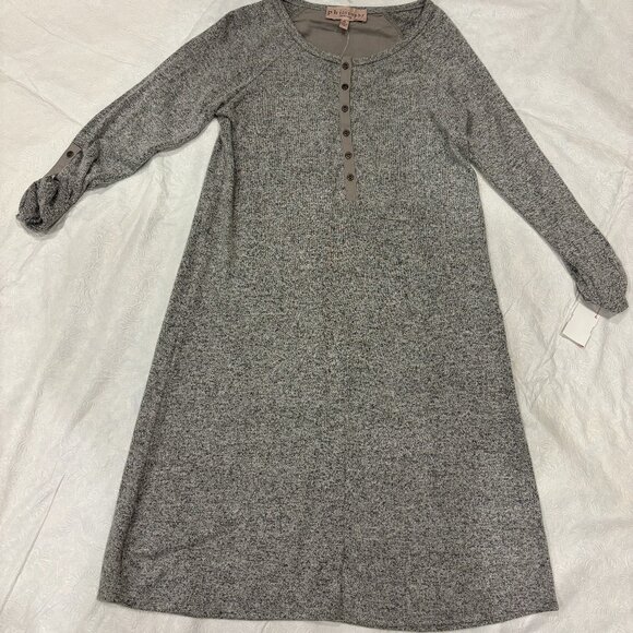 Philosophy Heather Gray Knit above knee Dress with Buttons xs - Picture 2 of 6